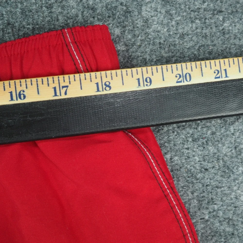 Nike Swim Shorts Mens Large Red Solid Mesh Lined Cargo Pocket Athletic Beach